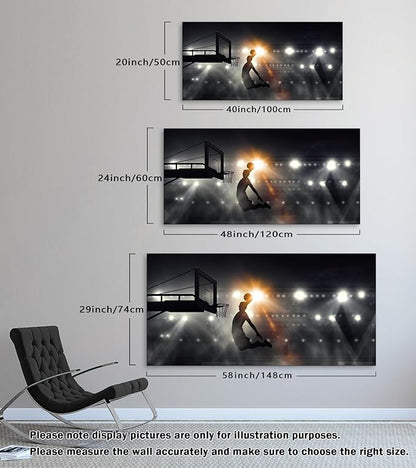 Muolunna BK06650 Basketball Sports Canvas Wall Art Picture 1 Panel Sports Painting Art Prints For Living Room Boys Room Office Wall Decor Artwork