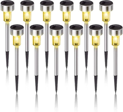 Dream Master Solar Lights Outdoor Waterproof, Stainless Steel LED Landscape Lighting, Solar Garden Lights, Outdoor Christmas Decorations for Yard, Pathway, Walkway, Patio, Lawn - 12Pack(Warm White)