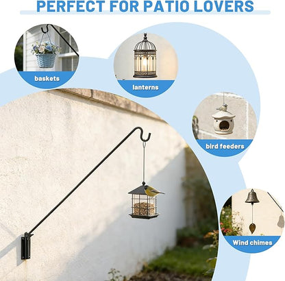 ERYTLLY Extended Reach Deck Hook Wall Pole Wall Mounted, Extensible and Adjustable 28 inch to 43 inch Bracket for Hanging Bird Feeder,Plants,Wind Chimes,Lanterns