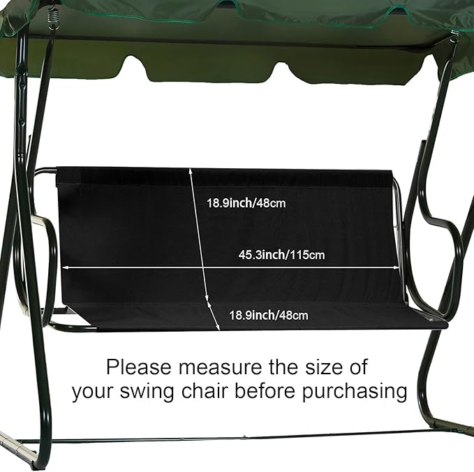 Outdoor Porch Swing Seat Cover Replacement,600D Thickened Oxford Waterproof Swing Replacement Fabric Cushion Covers for 3-Seater Patio Garden Yard Chair Bench (Black,45.3 x 18.9 x 18.9 Inches)