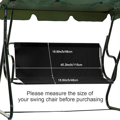Outdoor Porch Swing Seat Cover Replacement,600D Thickened Oxford Waterproof Swing Replacement Fabric Cushion Covers for 3-Seater Patio Garden Yard Chair Bench (Black,45.3 x 18.9 x 18.9 Inches)
