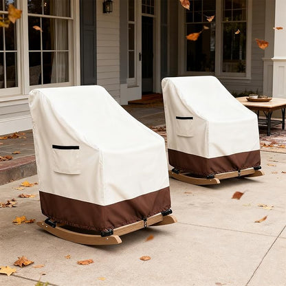 Outdoor Adirondack Rocking Chair Cover 2 Pack,Heavy Duty 600D Waterproof Patio Rocking Chairs Cover for 30" W x 33" D x 32" H Rocking Chair,Beige