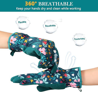 Trifabricy Gardening Gloves for Women, Breathable leather Garden Gloves with Grip, Thorn-Proof Puncture-Resistant Work Gloves