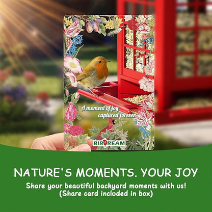 Birdream Bird Feeders for Outdoor Hanging, Assembly Required, 1-Min Easy Setup, Classic Courtyard Design, Attracting Cardinals Chickadees Goldfinches & Sparrows - Red
