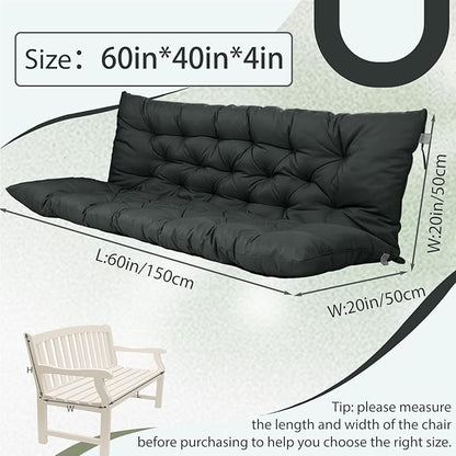 2/3 Seater Swing Replacement Cushion, Waterproof Porch Swing Cushions with Backrest, Thickened Bench Cushions for Outdoor Furniture, for Outdoor Patio Swing (Dark Grey, 60 * 40 in)