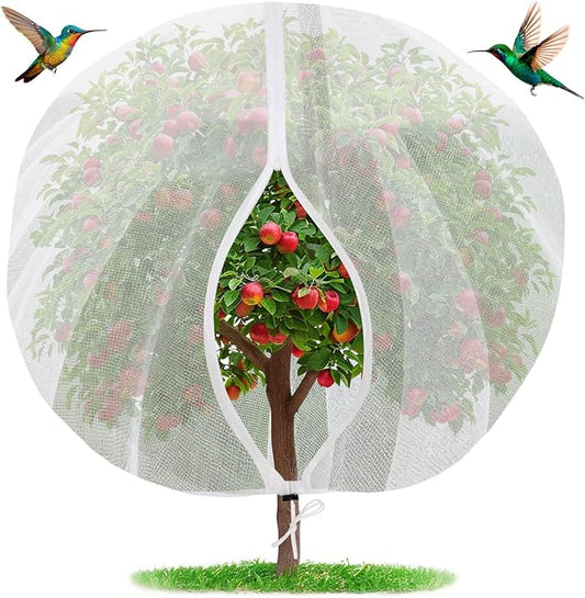 Mckanti 8.2 x 6.6 ft Fruit Tree Netting with Zipper and Drawstring for Garden, Bird Netting Covers for for Fruit Trees to Prevent Squirrels, Birds ﻿