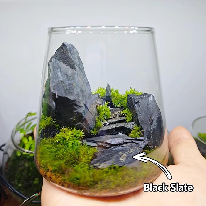 Natural Rocks Slate Stone 1-2 Inches Decorative Stones for Miniature Landscaping,Fairy Gardens,Bonsai,DIY Crafts,Aquariums & Reptile Terrariums-1lb