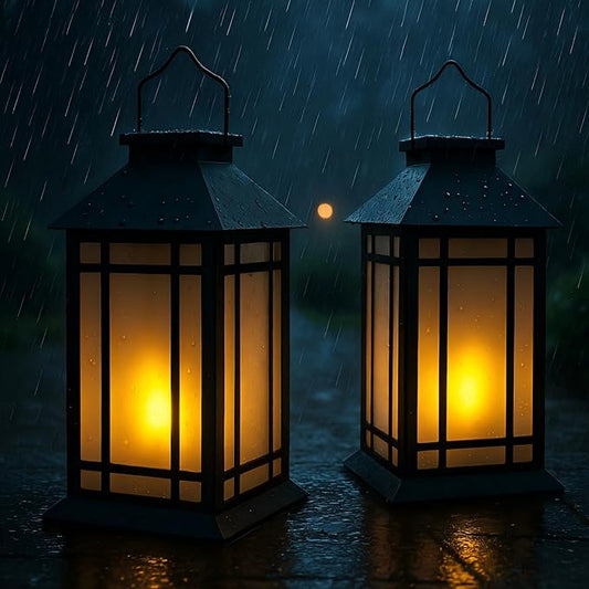 Bdor 13-Inch IP65 Waterproof Battery-Powered Outdoor Lantern with Led Flameless Candle and 6-Hour Timer - Decorative Lantern for Patio & Garden(2 Pack)