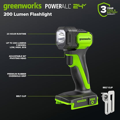 GREENWORKS 24V (6-TOOL) Combo (Drill, Impact Driver, Circular Saw, Reciprocating Saw, Multi-Tool, Flashlight), 4.0Ah + 2.0Ah (24,000mAh Power Bank) Batteries, (2) Cables, 65W Rapid Charger