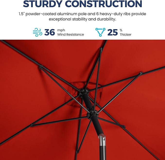 SUNVIVI OUTDOOR Patio Umbrella, Rectangular Patio Umbrella, Metal Pole Square Outdoor Umbrella with Crank and Push Button Tilt, Large Outdoor Umbrella with Polyester Canopy