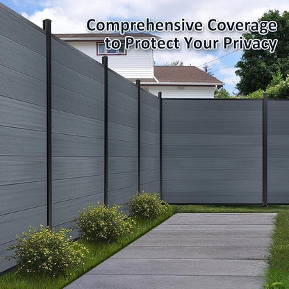 6ft x 6ft Outdoor Privacy Fence, Wind Resistant, Wood Plastic Composite Fence Panel with 1 Sturdy Alloy, Fencing for Yard, Backyard, Garden and Swimming Pool