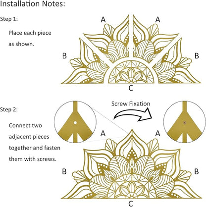 Resama Large Metal Mandala Wall Art, Unique Lotus Flower Wall Decor Artwork, Suitable for Office and Home Indoor and Outdoor Decoration (Gold)