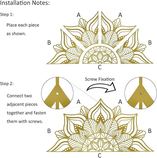 Resama Large Metal Mandala Wall Art, Unique Lotus Flower Wall Decor Artwork, Suitable for Office and Home Indoor and Outdoor Decoration (Gold)
