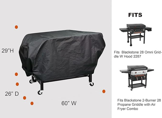 RPET Fabric Cover for Flat Griddle Cover, Black；Fit 28" griddles with Hood Similar Blackstone 5483