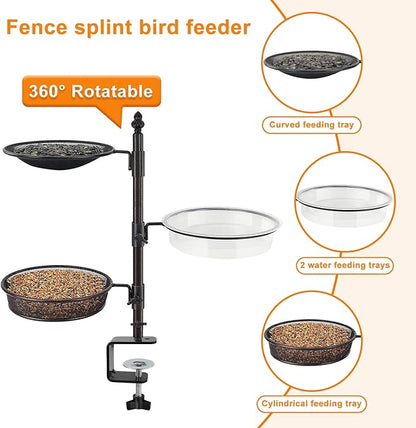 Balcony & Porch Deck Railing Bird Feeder - 3 Tray, Bath Spa, Great for Attracting Wild Bird