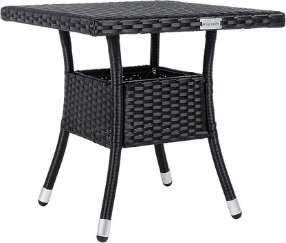 SAFAVIEH Outdoor Collection Edna Black/White Cushion 3-Piece Lounge Set with Table (PAT7719A)