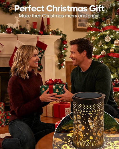 Solar Lanterns Outdoor Waterproof Christmas Gifts Hummingbird Sunflower Garden Decor, Best Gifts for Mom Women Grandmom, Hanging Metal Lantern Lights for Patio, Pathway, Yard, Landscape, Lawn