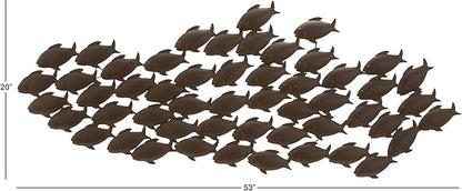 Deco 79 Metal Fish Home Wall Decor Wall Sculpture, Wall Art 53" x 1" x 20", Dark Brown
