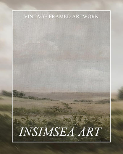 InSimSea Extra Large Framed Vintage Wall Art, Living Room Country Farmhouse Decor, Wilderness Landscape Paintings, Canvas Prints, Retro Farm Long Picture for Bedroom Above of Bed,20x40inch