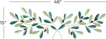 Deco 79 Metal Leaf Wall Decor, 46" x 2" x 16", Green
