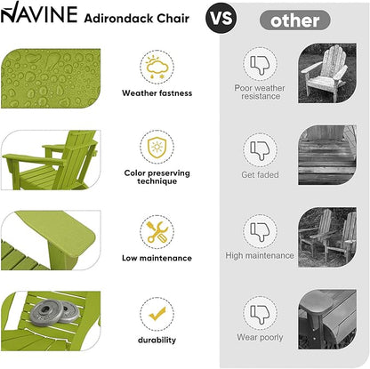 Adirondack Chair Set of 2, HDPE Folding Adirondack Chair with Multifunctional Cup Holder, Weather Resistant Fire Pit Chair for porches, patios, patios, poolsides, Decks.