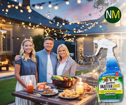 Nature’s MACE Skeeter Pest Repellent Spray - Safe for Pet and Plants, Outdoor Repellent Pest Control, Yard Protection Insect and Spider Barrier Treatment Essential Oil Formula Fresh Scent - 40oz