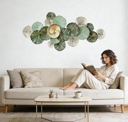 Roivikis Large Metal Wall Art Decor, 3D Abstract Lotus Leaves Wall Handcrafted Modern Decoration for Indoor Outdoor for Living Room, Bedroom, Entryway 52" x 24"