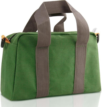 12 Inch Small Tool Bag, Canvas Tool Storage Bag, Large Capacity Multipurpose Zipper Soft Tote Organizer Pouch, for Electrician, Plumbing, Gardening,Tools Bags for Men