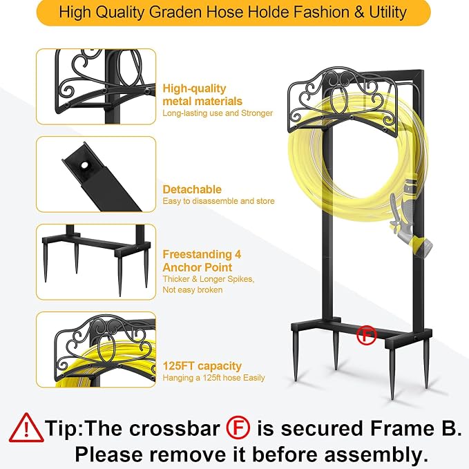 2-Pack Freestanding Hose Holder - Upgraded Heavy Duty Butterfly-Style Hose Hanger, Sturdy Hose Stand for Lawn & Yard Storage, Black