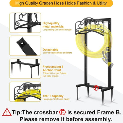 2-Pack Freestanding Hose Holder - Upgraded Heavy Duty Butterfly-Style Hose Hanger, Sturdy Hose Stand for Lawn & Yard Storage, Black