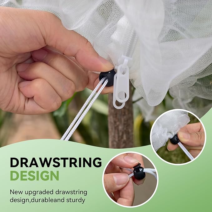 4 Pack Bird Netting for Garden Protection with Zipper & Drawstring - Garden Netting Pest Barrier 4.9x4FT,Cover for Blueberry Bushes Tomato Fruit Tree and Plants Protection from Insect Mosquito Birds