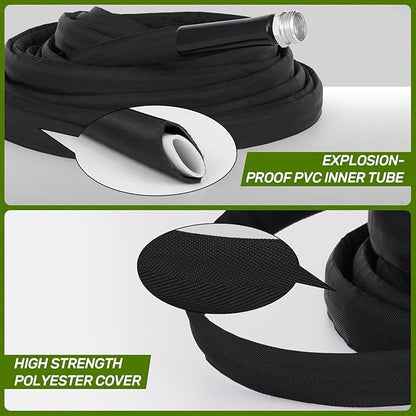 Garden Hose 50ft Non-Expandable Lightweight,Premium Flexible, Kink-Resistant Design, Extra Durable & Leakproof with Solid Fittings, Easy Coil Storage for Car, Lawn, Pet & Outdoor Using (50FT)