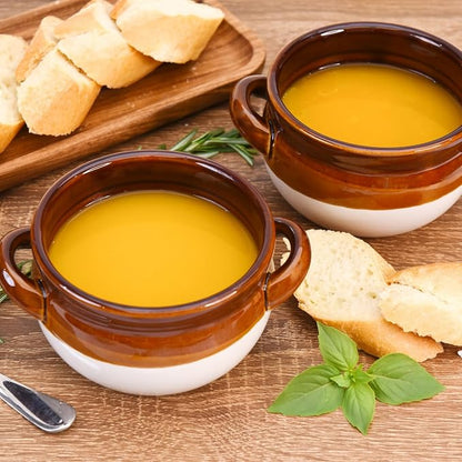 Vumdua Soup Bowls with Handles, 16 Oz Ceramic French Onion Soup Bowls (Brown)