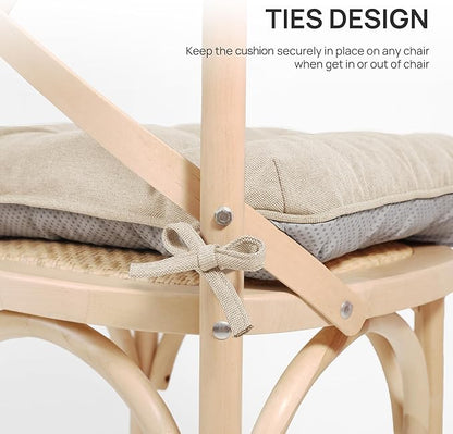 Love's cabin Memory Foam Chair Cushions Set of 4, Outdoor/Indoor Chair Pads for Dining Chairs 4 Pack, Seat Cushions for Kitchen, Dining Room, Office, Patio Chairs, 15.5" x 15.5" x 3.5" Khaki