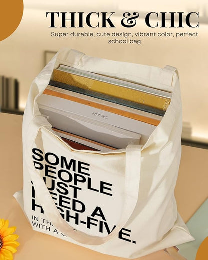 AUSVKAI Canvas Tote Bag Aesthetic for Women, Cute Reusable Cloth Cotton Bags for Shopping Beach Grocery
