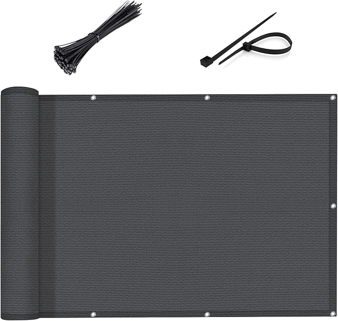 SUNLAX Custom Size 3'x7' Dark Grey Fence Covering Privacy Screen Windscreen with Bindings & Grommets, Heavy Duty for Commercial and Residential, 90% Blockage, Cable Zip Ties Included -Available
