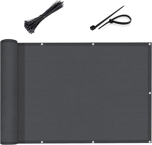 SUNLAX Custom Size 3'x7' Dark Grey Fence Covering Privacy Screen Windscreen with Bindings & Grommets, Heavy Duty for Commercial and Residential, 90% Blockage, Cable Zip Ties Included -Available