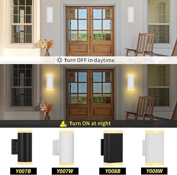 Outdoor Wall Lantern, ZUUKOLE Waterproof Exterior Wall Light, Anti-Rust Aluminum Wall Mount Lighting Cylinder Design – Up Down Wall Light fixtures for Porch, Patio or Garage, 2 Pack