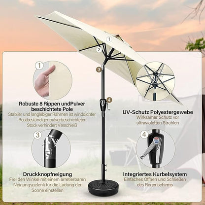 Simple Deluxe 9' Patio Umbrella Outdoor Table Market Yard Umbrella with Push Button Tilt/Crank