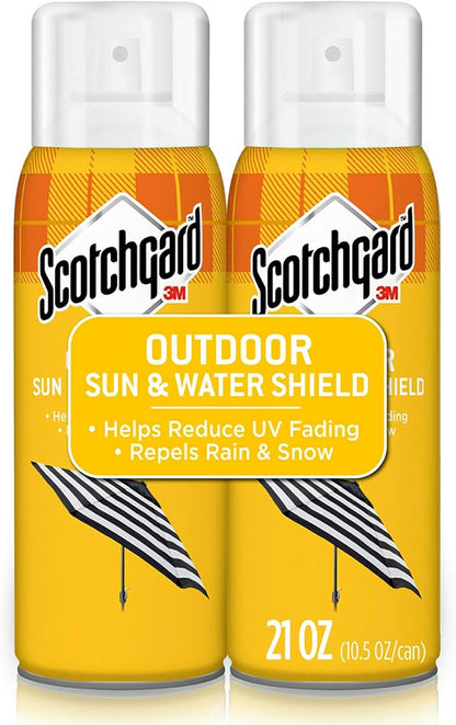 Scotchgard Water & Sun Shield Outdoor Fabric Protector Spray – UV Blocking & Waterproofing Fabric Guard for Patio Furniture, Cushions, Umbrellas, Boat Covers & More, 10.5 oz Aerosol (Pack of 2)