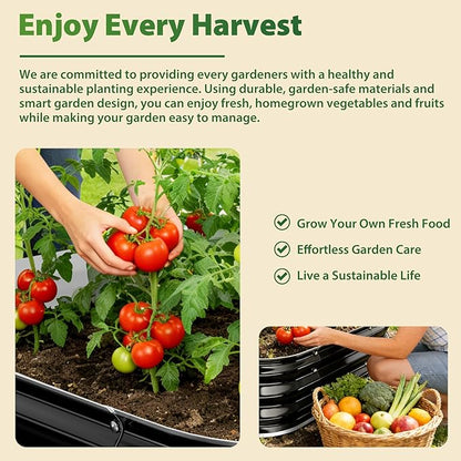 Galvanized Raised Garden Bed 4x4 ft, Heavy Duty Metal Planter Box for Vegetables, Flowers & Herbs, 12" Raised Outdoor Modular Gardening Bed, Above Ground Growing Container, Easy Assembly, Black