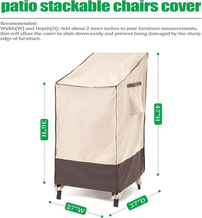 F&J Outdoors Waterproof Anti-UV Heavy Duty Patio Cover for 4-6 Stacking Chairs, 27" W x 37" D x 47" H, 1Pack