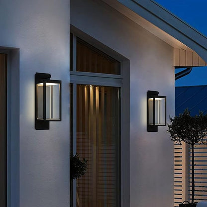 Outdoor Wall Light Fixtures, Outdoor Light Fixtures Wall Mount, Wall Sconce Lighting with Led Bulbs, Anti-Rust Modern Matte Black Outside Lights for Patio Front Door Entryway Garage