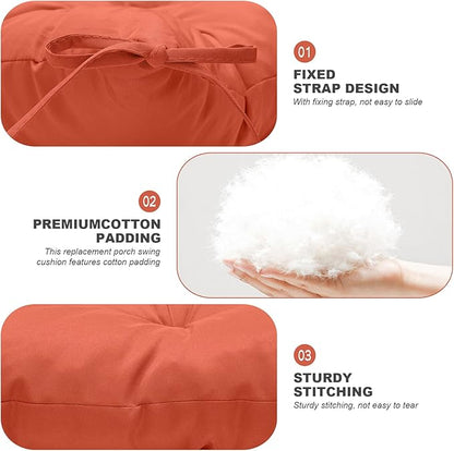 Porch Swing Cushions,Outdoor Cushions 3 Seater Replacement with Backrest, Waterproof Thickened Bench Cushion with Ties for Porch, Patio,Outdoor, Backyard and Garden (Orange 60 * 40 in)