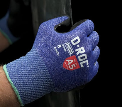 MAGID D-ROC AeroDex Cut-Resistant Gloves, 7/S, 1 Pair, Nitrile, Breathable, Lightweight Fabric Construction Gloves for Women (Blue/Black)