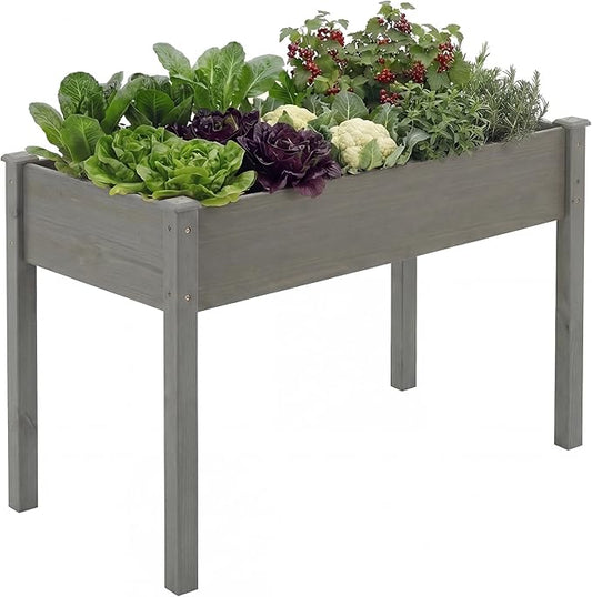 NEWBULIG Raised Garden Bed with Legs 48x24x30in,Elevated Wood Planter Box Stand for Outdoors Garden Balcony Courtyard, Natural Wood 400 Pound Capacity for Planting Herbs Flowers Vegetables, Grey
