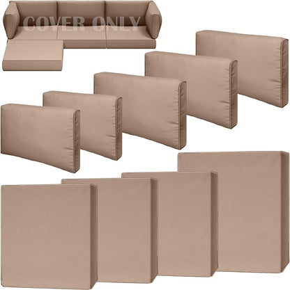 9 Piece Outdoor Patio Waterproof Cushion Covers, Fits 4-Seat Wicker Rattan Sectional Couch Chair Furniture Cover Replacement Set - Fade-Resistant Patio Cushion Covers with Zipper