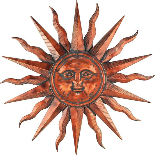 Regal Art & Gift Copper Patina Large Metal Sun Wall Decor - 40 inch| Indoor Outdoor Rust-Resistant Sunburst Sculpture | Eye-Catching Metal Sun Wall Art Accent for Patio, Garden, Living Room
