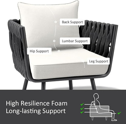 Outdoor Patio Chair Cushions Set, 24" x 24", Set of 2, Water-Repellent, Fade Resistant, Deep Seat Bottom and Back Cushion for Backyard, Couch, Sofa and Patio Furniture, Linen