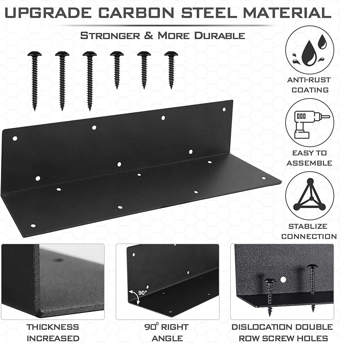 Set of 8 Raised Garden Bed Corner Brackets with Wood Screws for 20"-24" Bed, Rust Resistant Raised Bed Corners Metal Connectors 11" x 3" x 3" for Vegetable Planter Garden